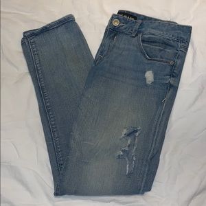 Express Skinny low rise ripped jeans